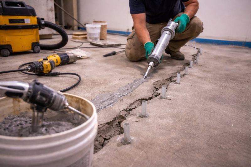 Cracked Basement Floor Repair in Harford County, MD