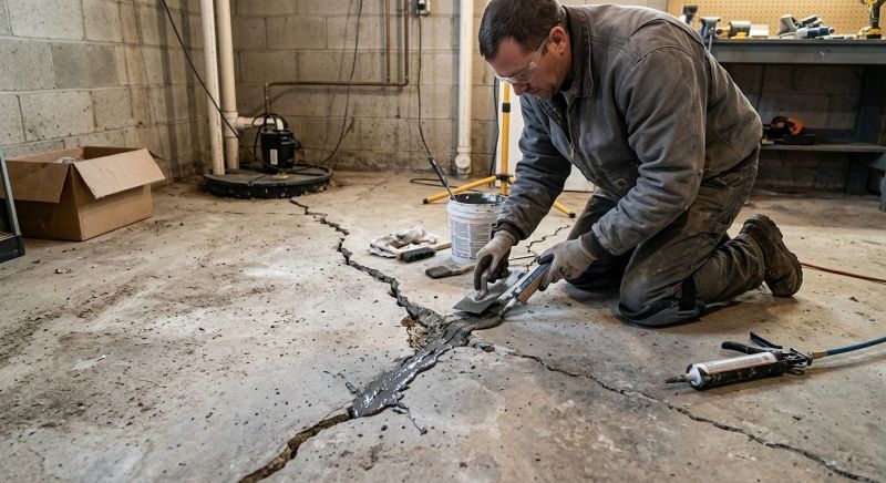 Cracked Basement Floor Repair in Harford County, MD